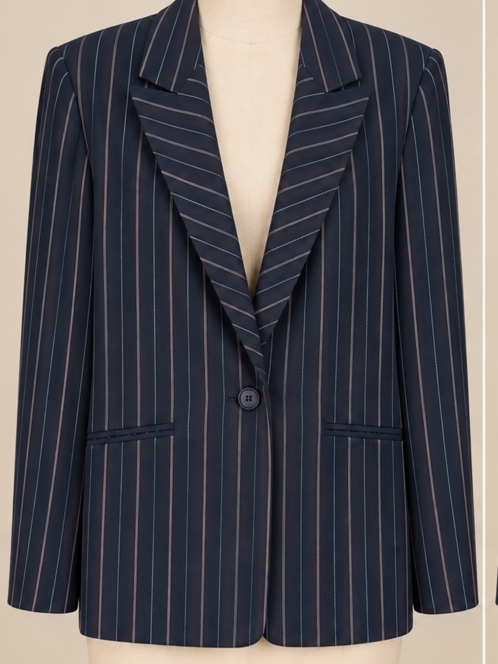 Laura Scott Women's Pinstripe Blazer Single Button Career Workwear Size 16
